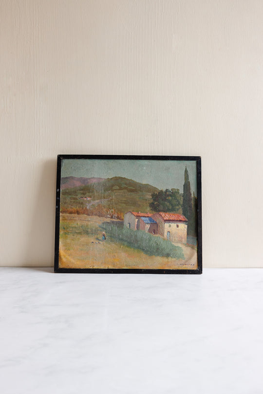 double sided oil on board, “le mer et la ferme”