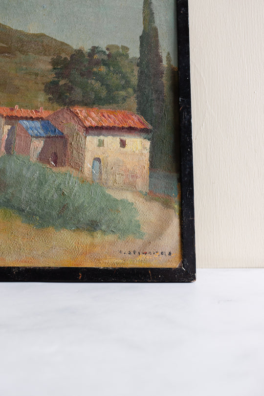 double sided oil on board, “le mer et la ferme”