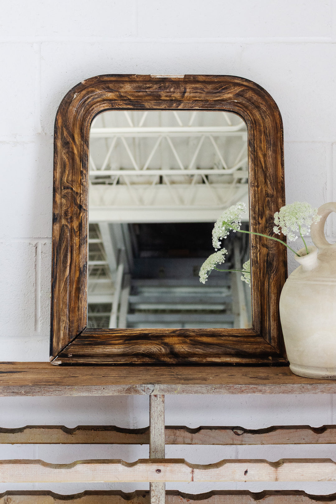 antique french "faux bois" louis-philippe mirror
