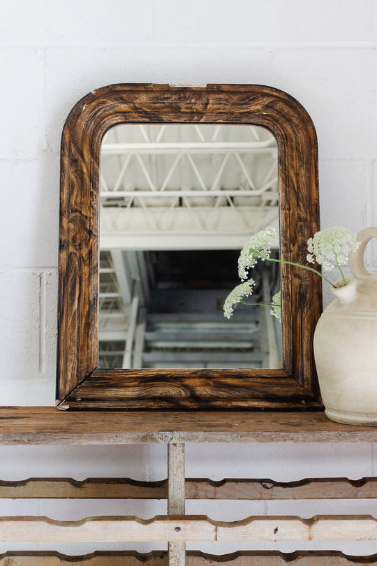 antique french "faux bois" louis-philippe mirror