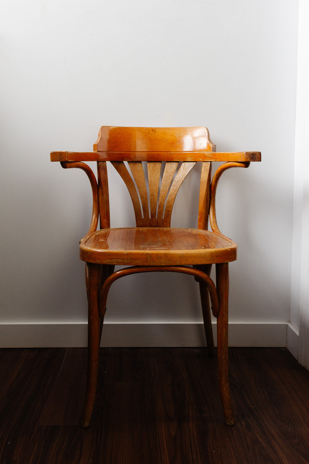pair of antique ligna beech armchairs