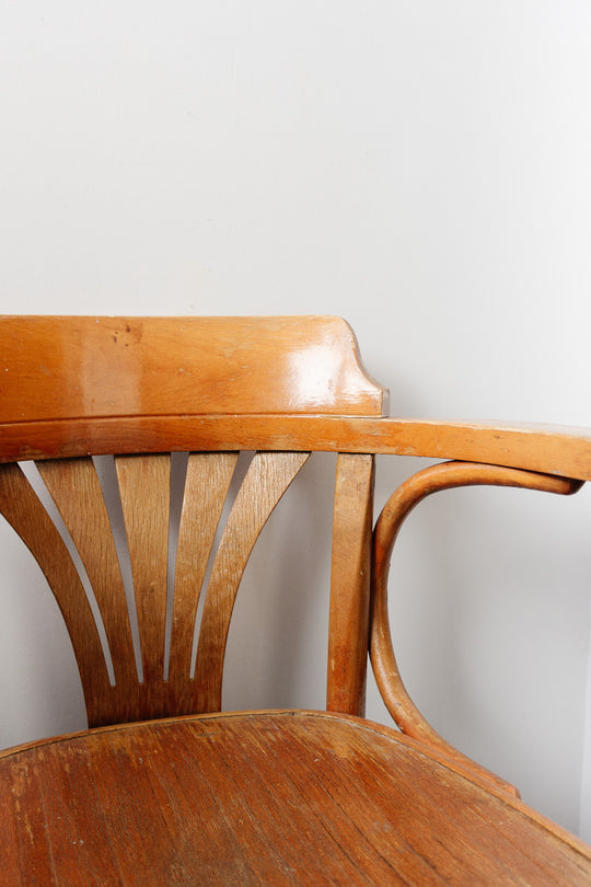 pair of antique ligna beech armchairs