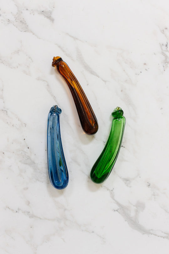 vintage french hand blown glass "courgette"
