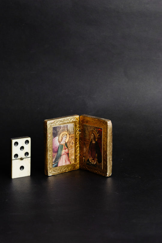 vintage italian wooden florentine icon "book"