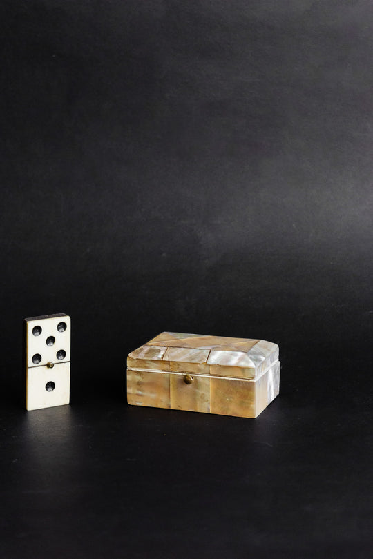 vintage french mother of pearl jewelry box with fabric interior