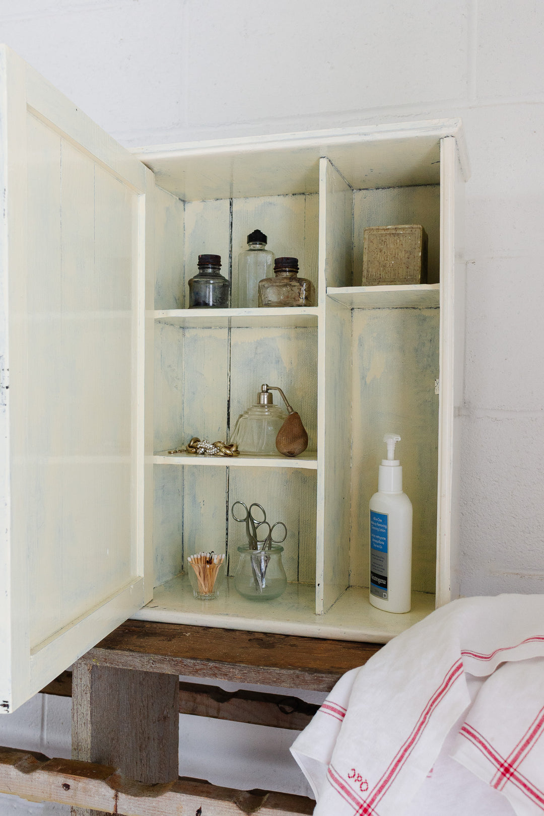 vintage french farmhouse medicine cabinet