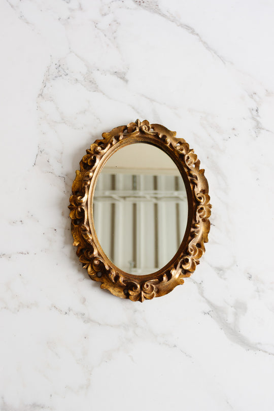 vintage french gold carved wood mirror