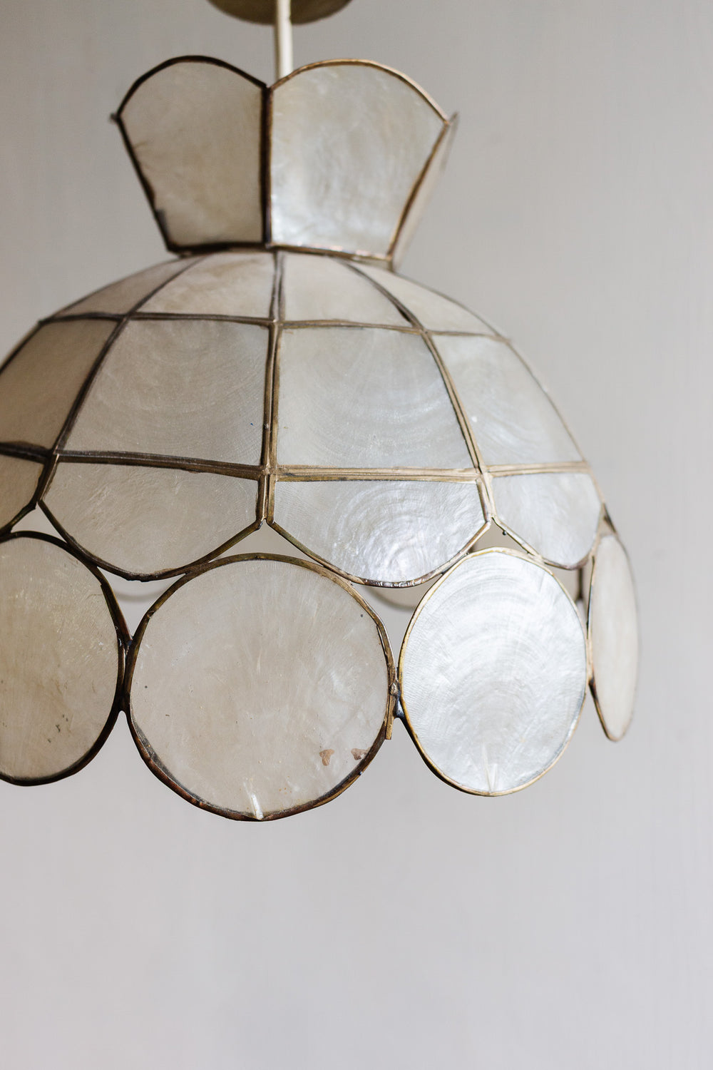 vintage french capiz shell pendant light fixture
