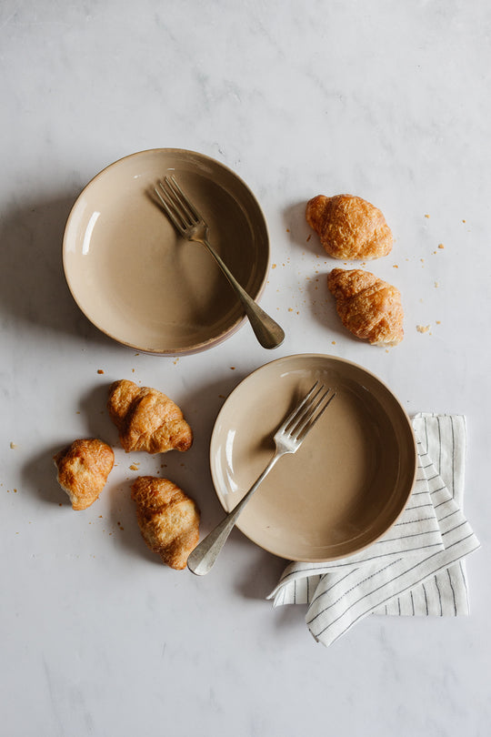 vintage french digoin stoneware shallow bowls, set of 4