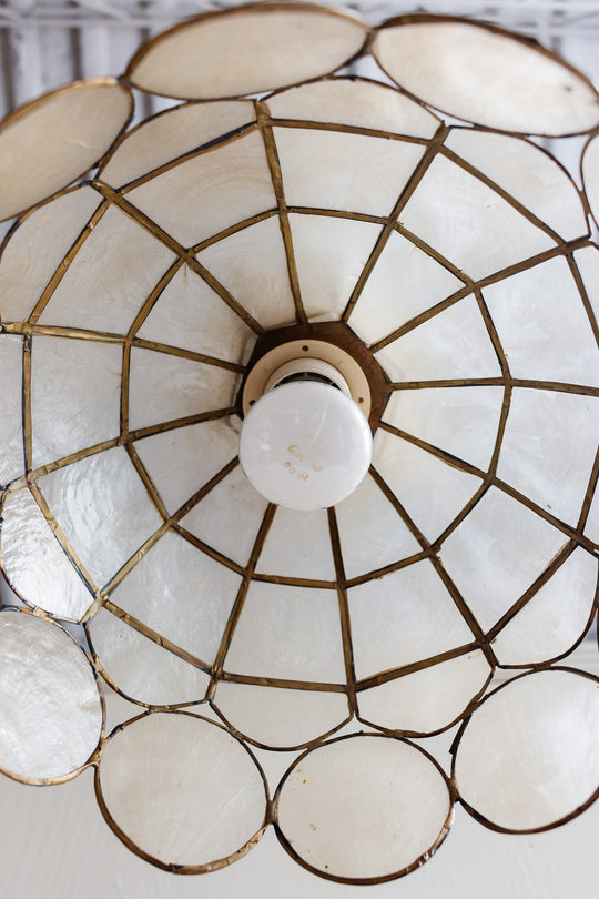 vintage french capiz shell pendant light fixture