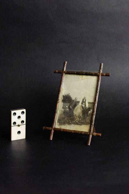 antique french faux bamboo brass photo frame