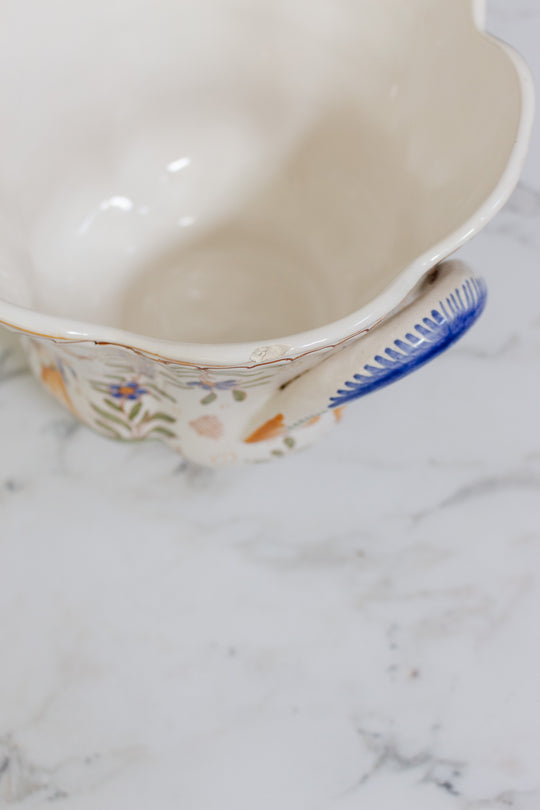 large vintage french moustiers "cache-pot"