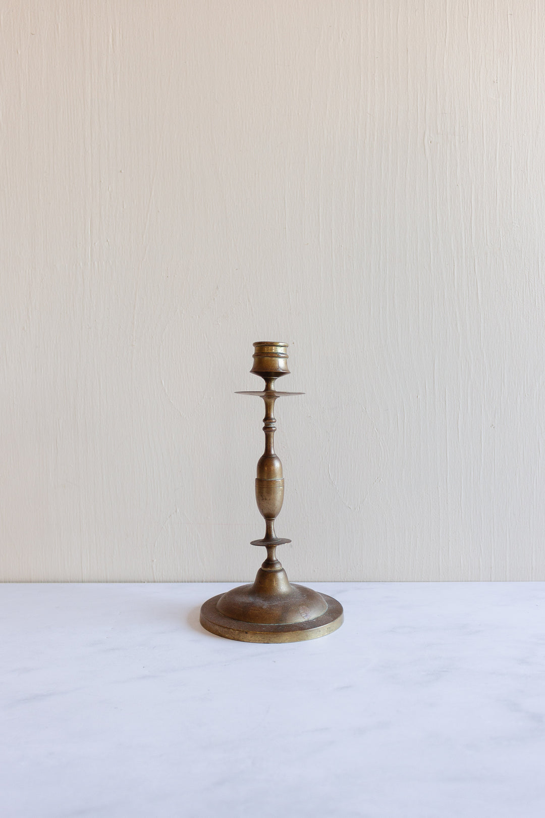 eclectic set of 3 vintage brass candlesticks