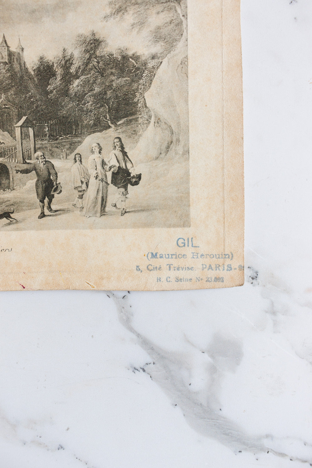 antique French engraving, “le château de teniers”