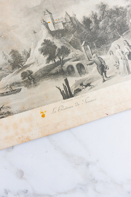 antique French engraving, “le château de teniers”