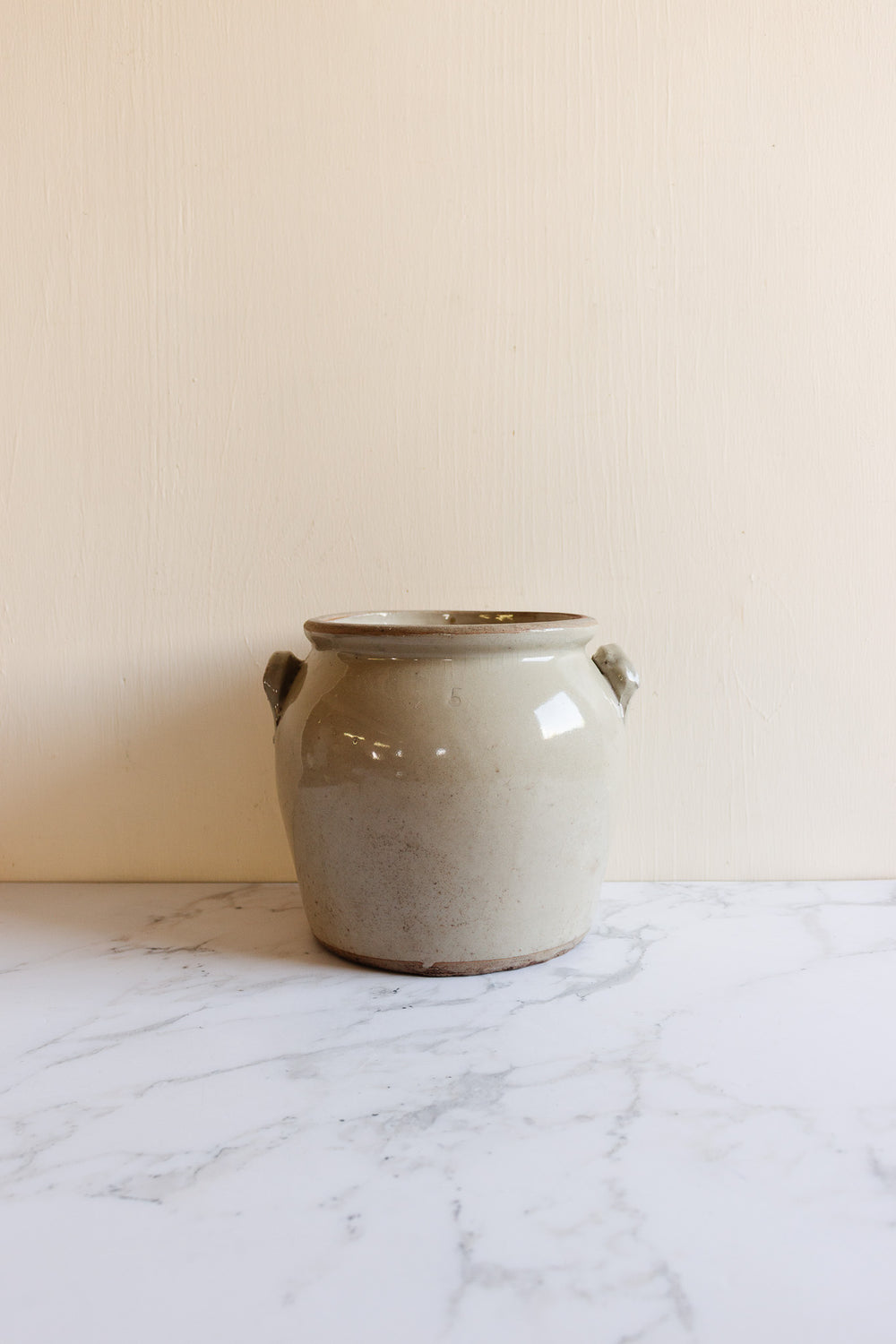 large antique french stoneware confit pot