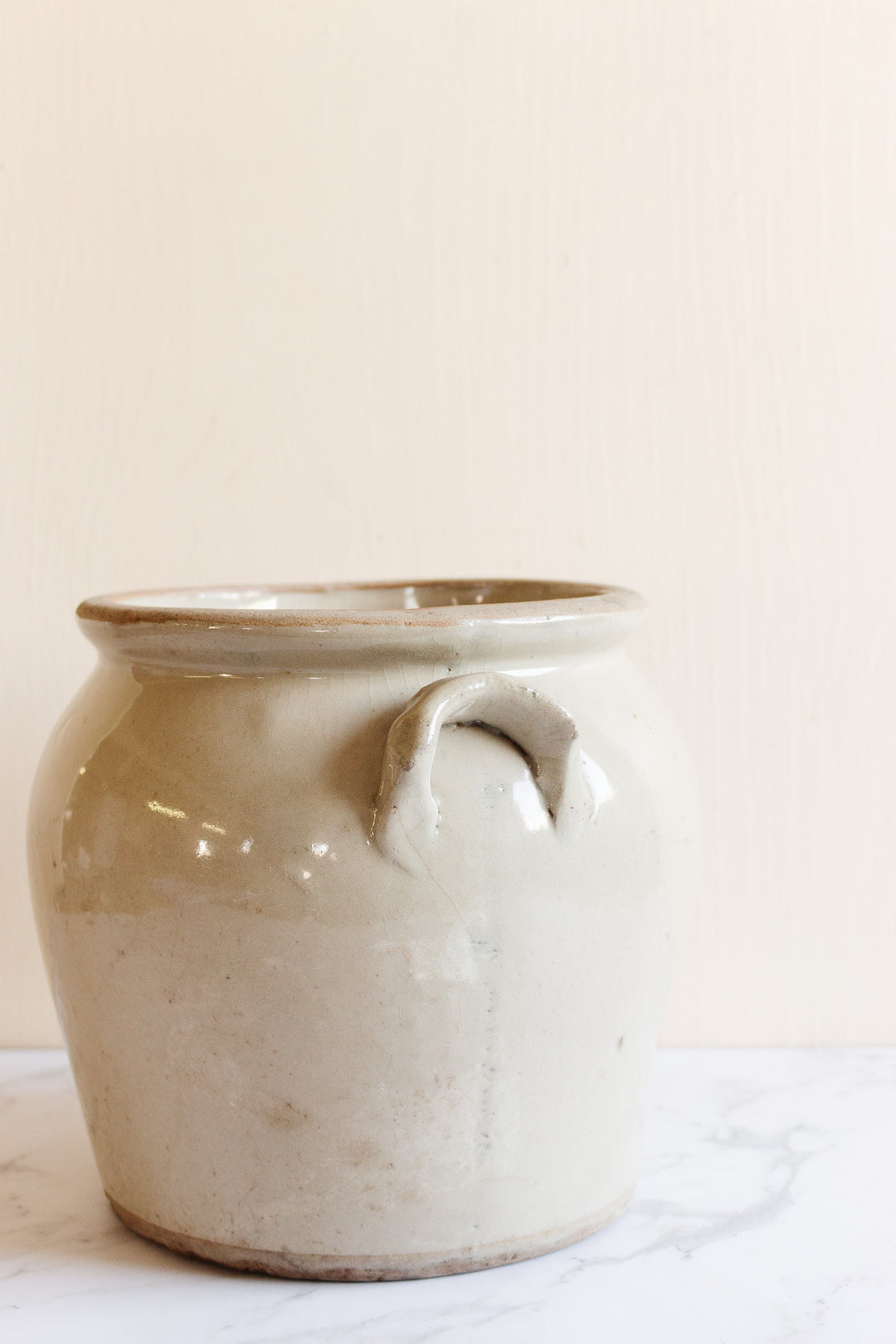 large antique french stoneware confit pot