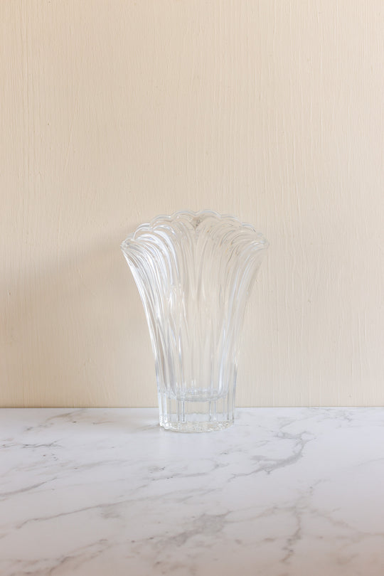 heavy vintage french cristal d'arques flared vase