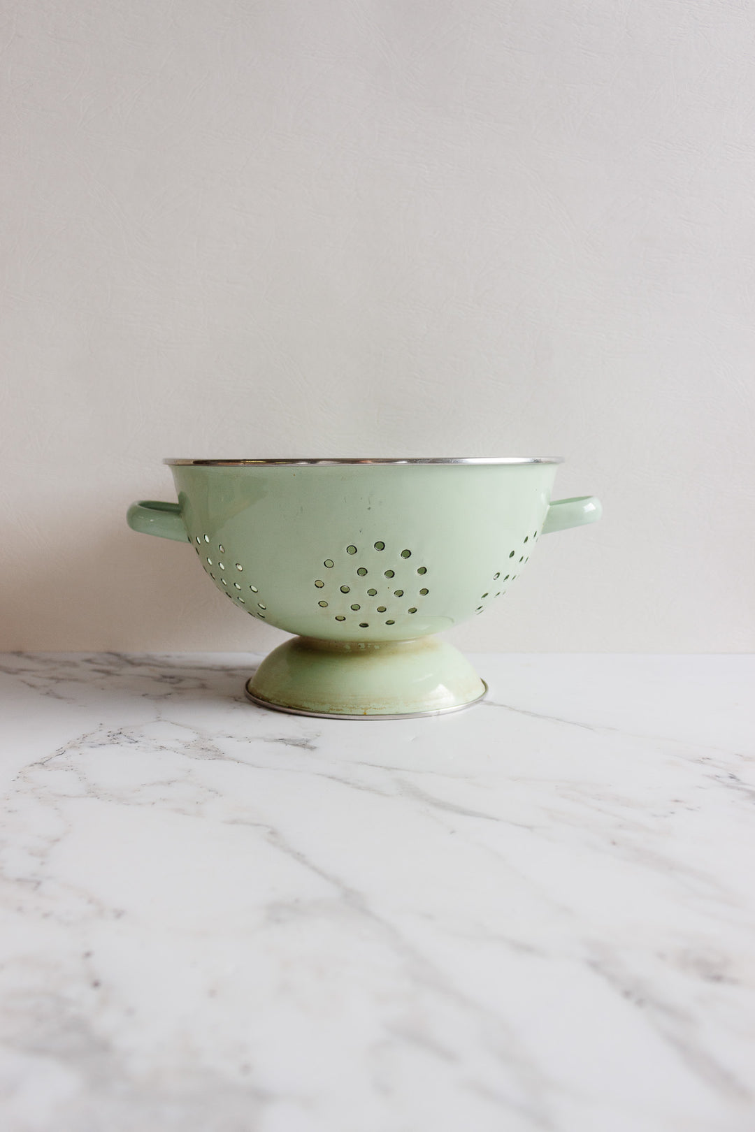 vintage french pistachio green country kitchen colander