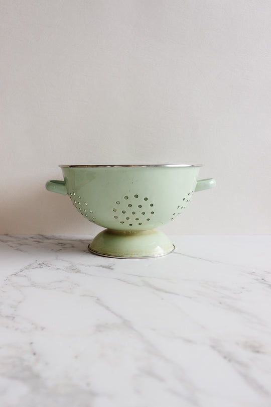 vintage french pistachio green country kitchen colander