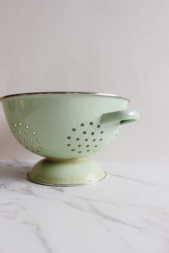 vintage french pistachio green country kitchen colander