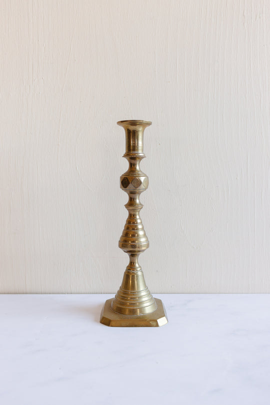 eclectic set of 3 vintage brass candlesticks