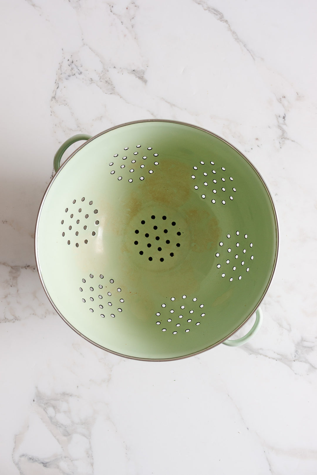 vintage french pistachio green country kitchen colander