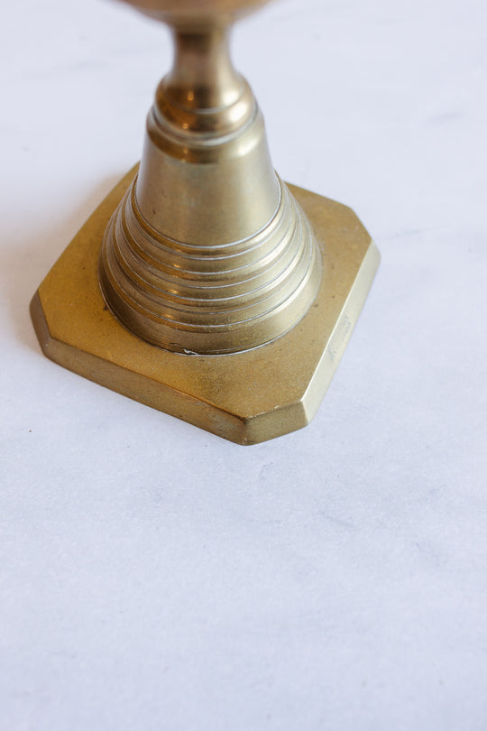 eclectic set of 3 vintage brass candlesticks