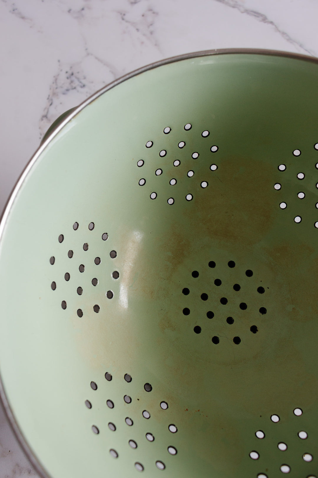 vintage french pistachio green country kitchen colander