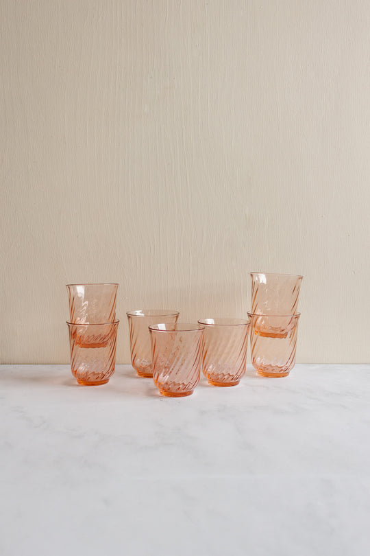 vintage french rosaline glasses, set of 7