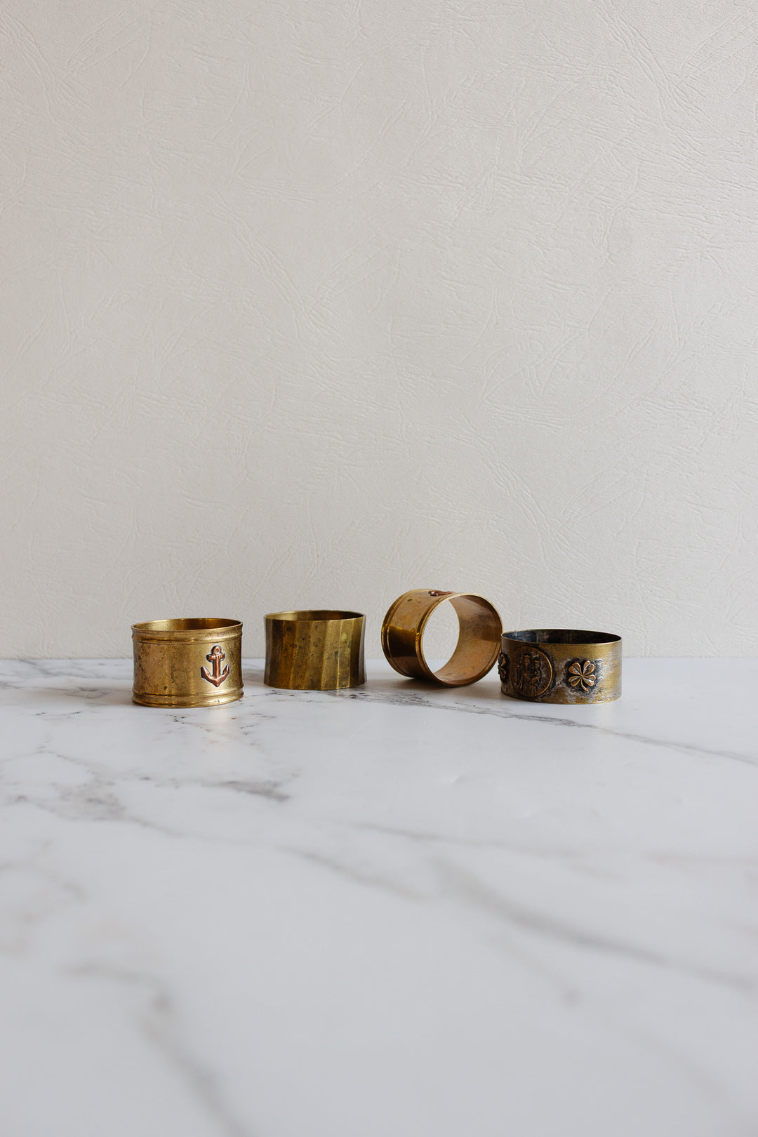 set of antique french brass napkin rings