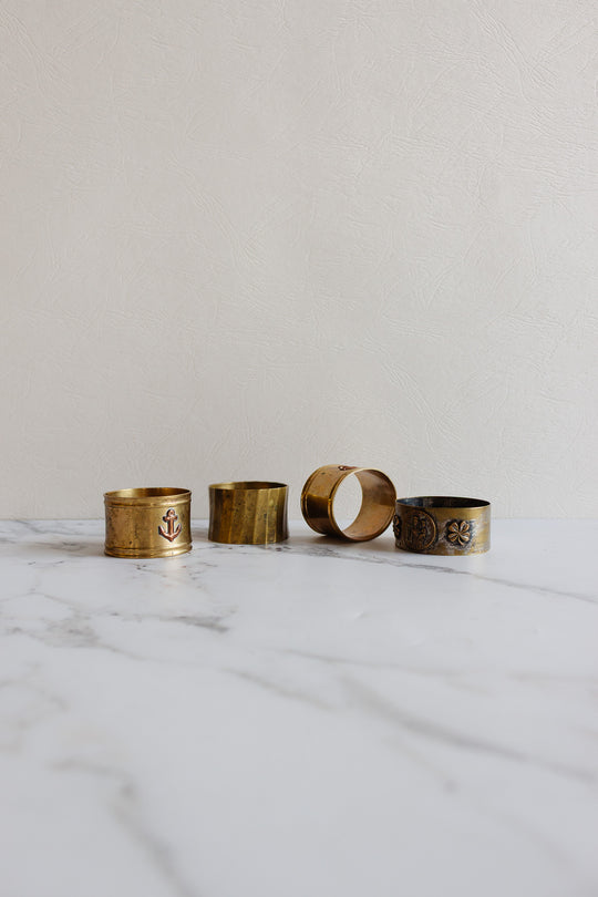 set of antique french brass napkin rings