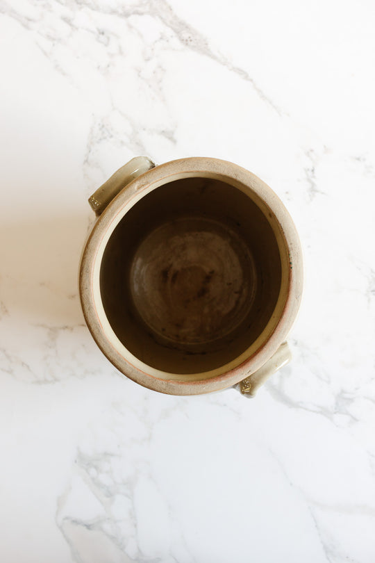 large antique french stoneware confit pot