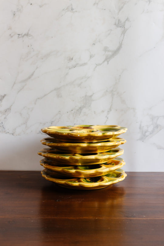 1960s vallauris Provençal oyster plates, set of 5