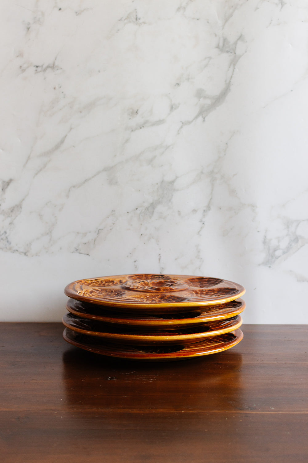 vintage sarreguemines oyster plates, set of 4