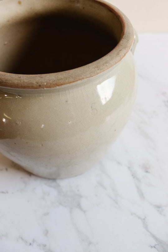 large antique french stoneware confit pot