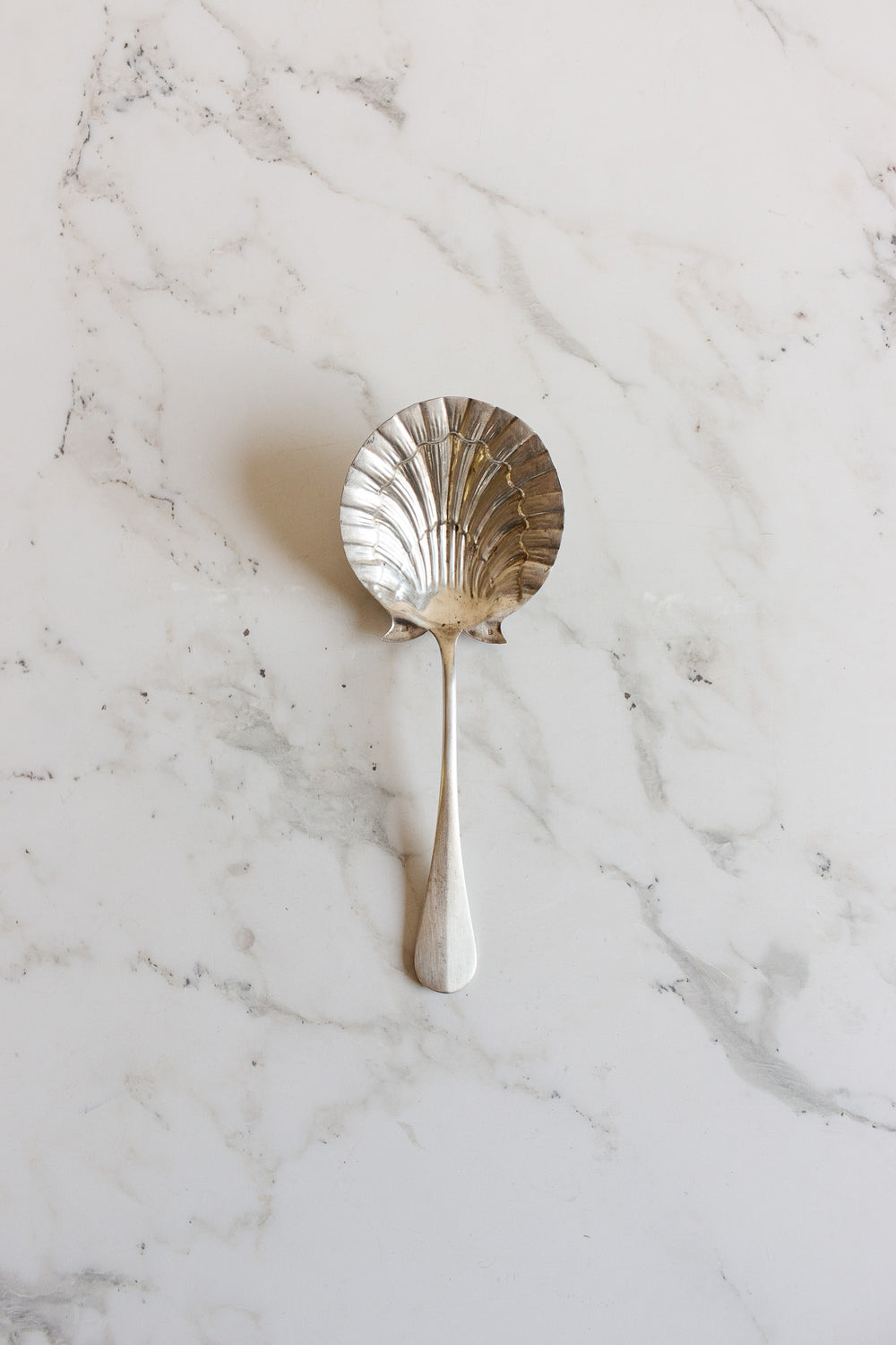 antique french silverplate strawberry spoon