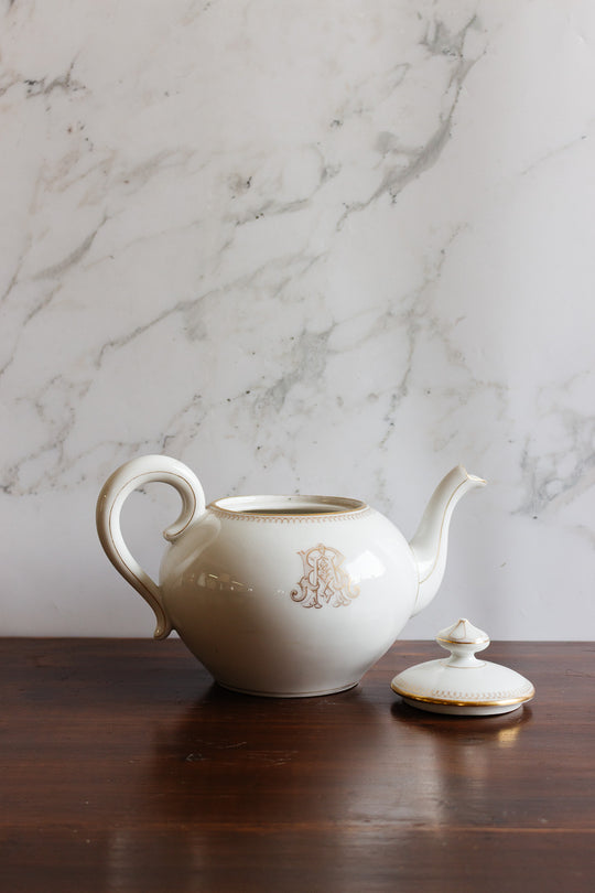 19th century limoges porcelain monogrammed teapot