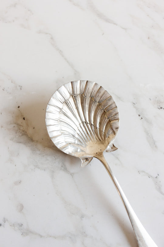 antique french silverplate strawberry spoon