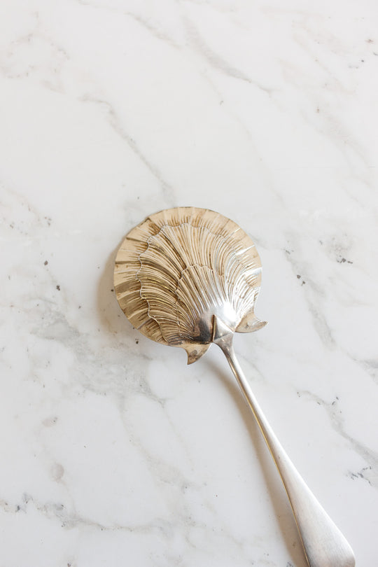 antique french silverplate strawberry spoon