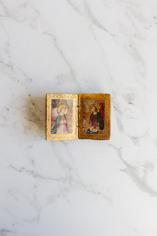 vintage italian wooden florentine icon "book"