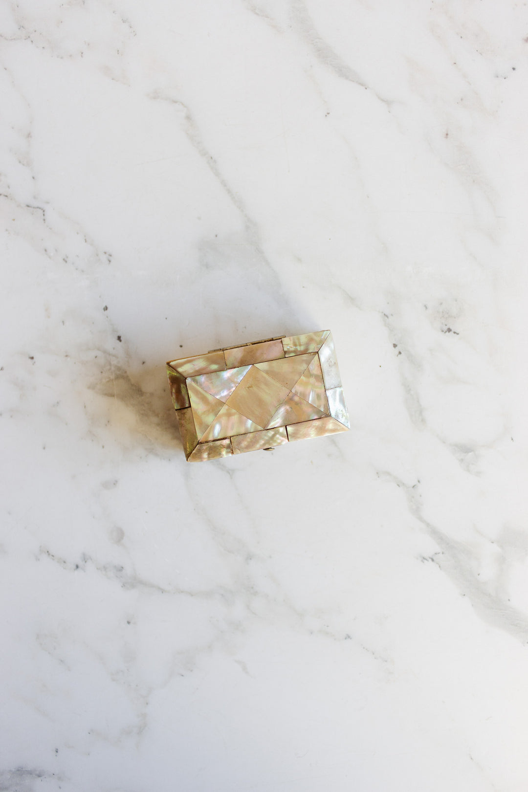 vintage french mother of pearl jewelry box with fabric interior