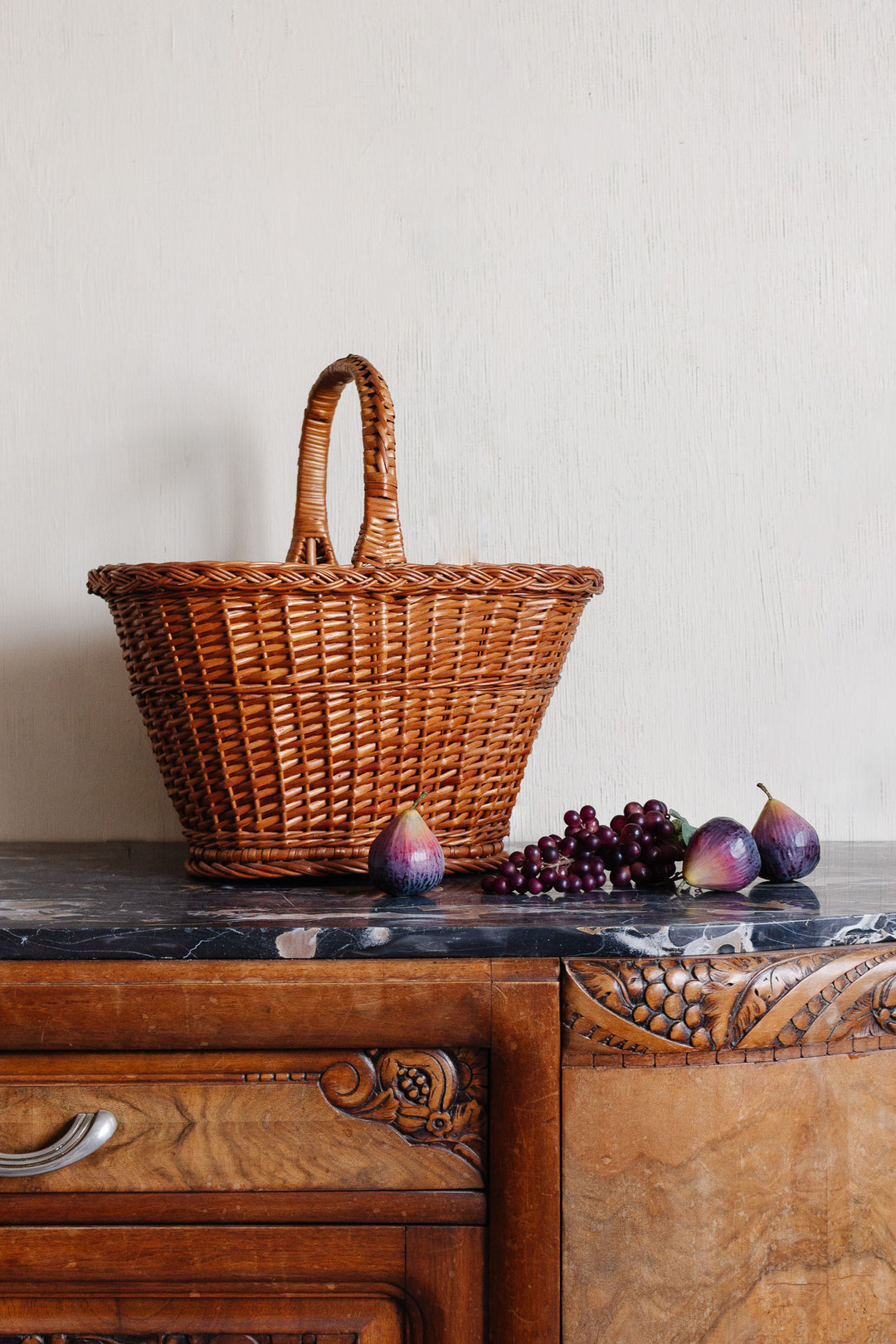 vintage French fabric lined panier