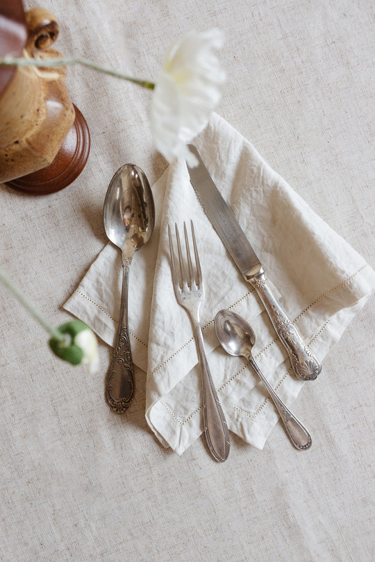 antique French silver plate flatware, eclectic set of 4