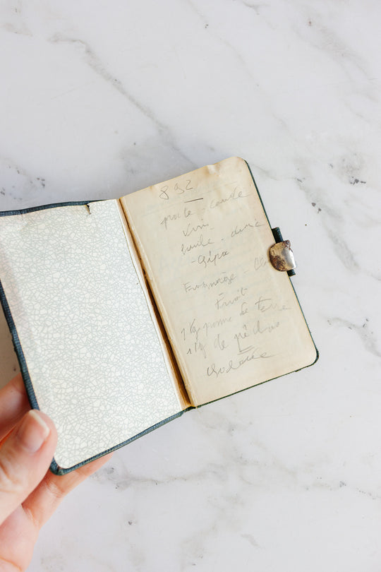 vintage french petite planner in faux leather case