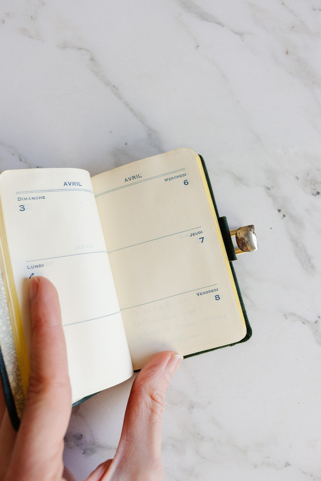 vintage french petite planner in faux leather case