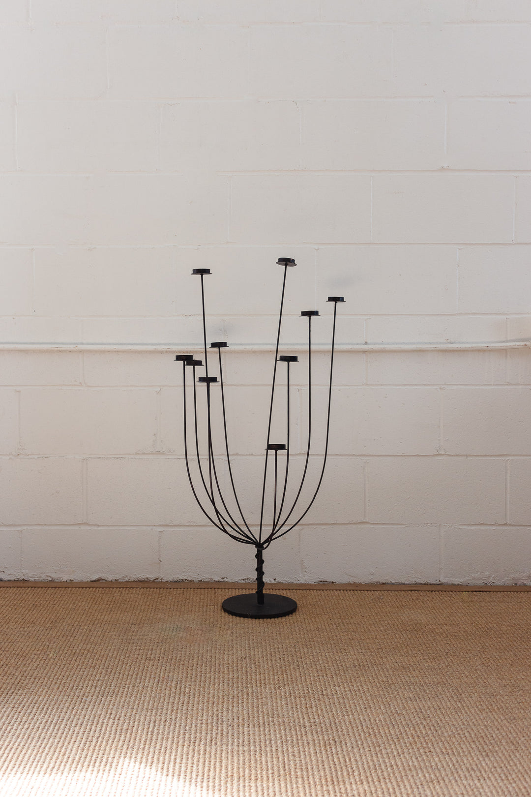 rare midcentury French brutalist 10 arm floor candelabra