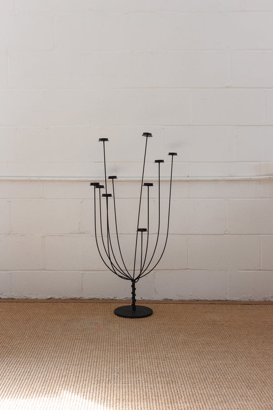 rare midcentury French brutalist 10 arm floor candelabra