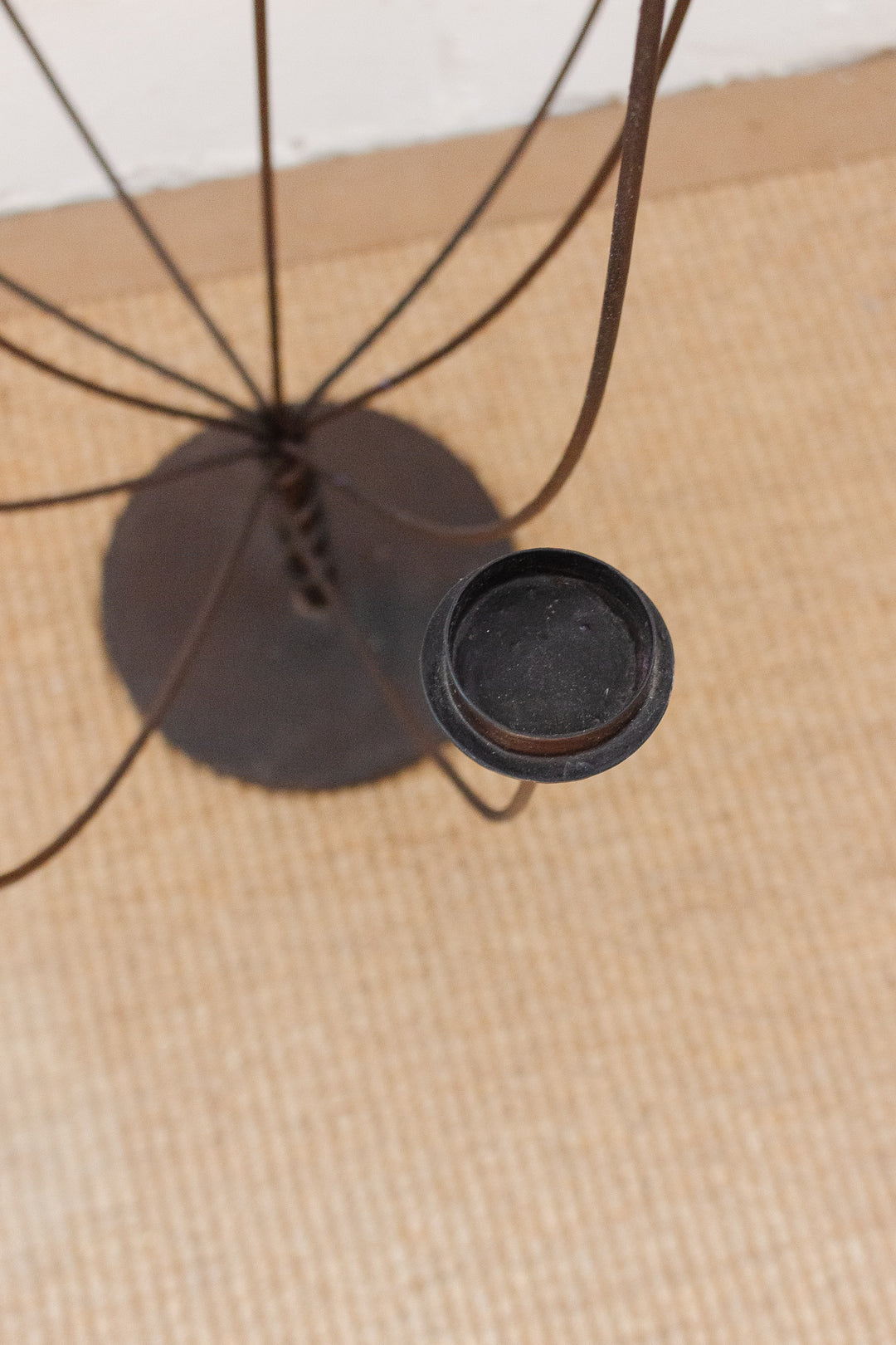 rare midcentury French brutalist 10 arm floor candelabra