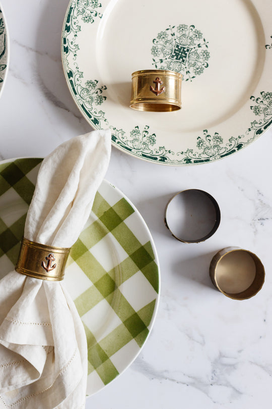set of antique french brass napkin rings